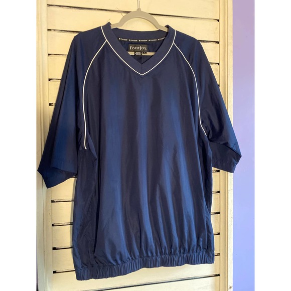 FootJoy FJ WindShirt Men's Large Blue Golf Pullover Windbreaker short sleeves - Picture 1 of 15